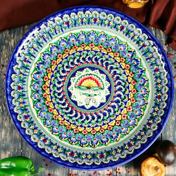 Ляган узбекский Риштанская Керамика «Узоры», d=41 см, МИКС