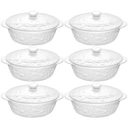 Набор жюльенниц-кокотниц 6 пр. 250 мл 16*10*8 см "Тюльпаны" с крышками, фарфор