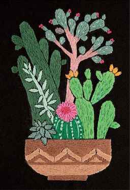 Набор для вышивания PANNA Живая картина JK-2134 Кактусы в горшке 12.5 х 17 см