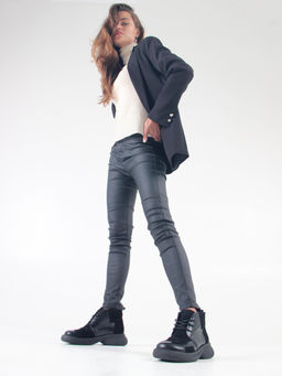 Ботинки 305.927bl.Черный черная замша/байка