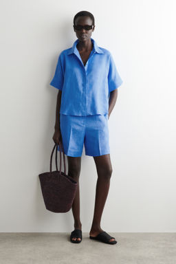 CAMISA DE LINO OVERSIZE DE MANGA CORTA - H&m фото 5