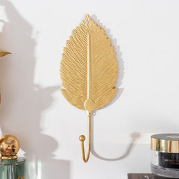 Крючок декоративный "Лист шелковицы" золотой 19х8 см