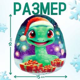Мягкая игрушка-подушка Яйцо-змея в шапке с подарками, 16 см - POMPOSHKI фото 2