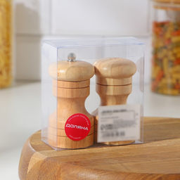 Набор для специй Доляна «Комфорт», 50 мл, 11×10×5 см, 2 предмета: мельница, солонка