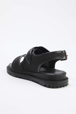 Siyah Cift Bantl? Kad?n Sandalet TAKSS26SD00006
