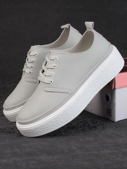 05-PDF88-2 GRAY Кроссовки женские (натуральная кожа)