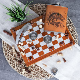 Фляжка 200 мл с шахматами + 2 стопки 25 мл, открывашка, воронка / FL-181 /уп 20/ - Галеонтрейд фото 20