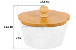 Банка д/печенья 760 мл 14,8*14,8*11,5 см Снежинки с деревянной крышкой - Elan gallery фото 2