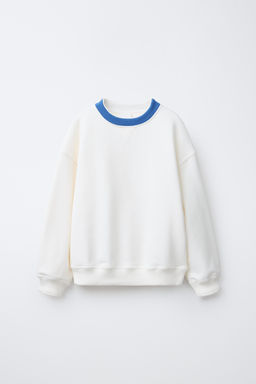 SWEATSHIRT WITH CONTRAST RIB NECK