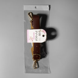 Ручка для сумки из натуральной кожи, регулируемая, с карабинами, 60±2 см × 2.5 см, цвет коричневый, золотой