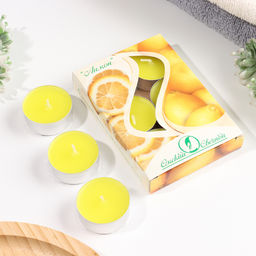 Цена за 2 шт. Набор свечей ароматических чайных «Лимон», 3.8×1.6 см, 3.5 ч, 12 г, 6 шт.
