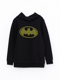 Kap??onlu Batman Bask?l? Uzun Kollu Erkek ?ocuk Sweatshirt