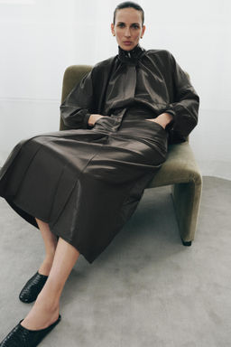 ZW COLLECTION PLEATED LEATHER EFFECT SKIRT