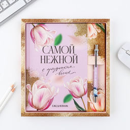 Набор ежедневник А5, 80 л. и ручка Самой нежной