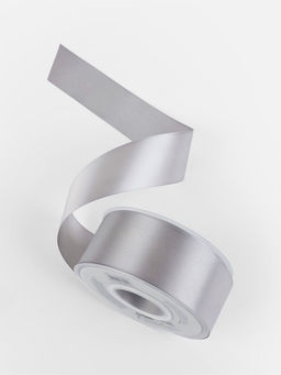 Лента атласная TEIRA, двухсторонняя, 38 мм, 25±1 м, цвет серебряный №837