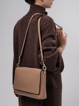 Сумка кожаная через плечо Deboro 30181 бежевый песок