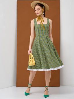 Платье хлопок OD-799-1 клетка желто-голубая OD-799-1