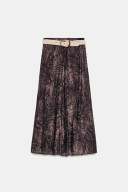 PRINTED MIDI SKIRT WITH BELT - Zara фото 6