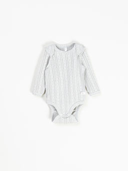 Боди с длинным рукавом Жемчуг из ажурного хлопка 0+