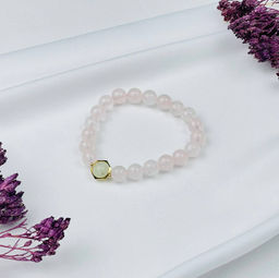 Браслет Розового кварца и Пренита 18 см