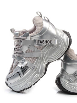 03-18C GREY/SILVER Кроссовки женские (натуральная кожа, искусственная кожа)