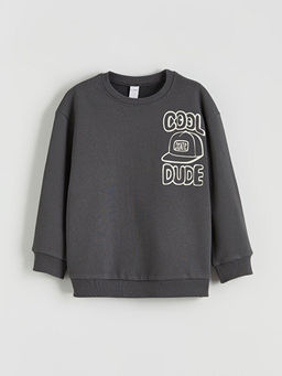 Bask?l? Erkek ?ocuk Sweatshirt