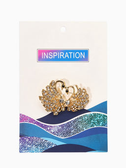 Брошь Лебединая пара, белая в золоте