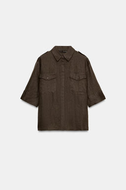 CAMISA LINO BOLSILLOS ZW COLLECTION / Vis?n - Zara фото 9