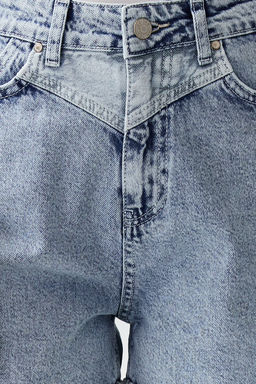TRENDYOLMILLA Mavi Yuksek Bel Denim Sort TWOSS21SR0435