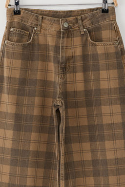 Teen Cok Renkli Normal Bel Ekose Desenli Wide Leg Jeans TWOAW26JE00024 - Trendyolmilla фото 6