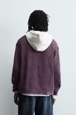 DISTRESSED EFFECT TEXTURED CARDIGAN