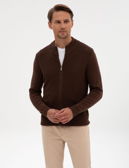 Kahverengi Slim Fit Fermuarl_ Triko H_rka