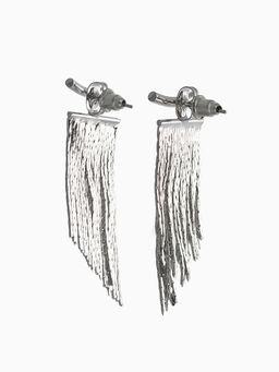 Серьги металл Цепной водопад, цвет серебро - Qf фото 2