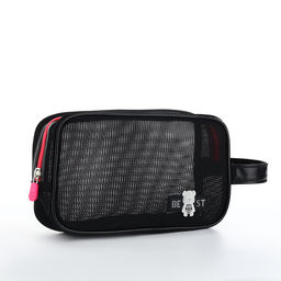 Косметичка на молнии сетчатая, с ручкой, Best, чёрная