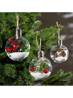 Набор ёлочных шаров Зимний лес, 3 шт, d=8 см, 1 LED, от батареек, свечение белое - Luazon lighting фото 10