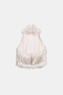 FAUX FUR HALTER TOP - Zara фото 9