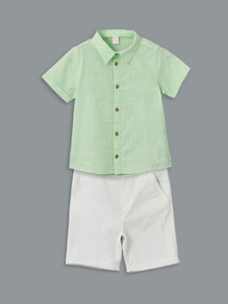 K?sa Kollu Basic Erkek Bebek G?mlek ve ?ort 2li Tak?m