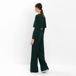 Костюм женский (лонгслив, брюки) MINAKU: Casual Collection, зелёный, размер 42