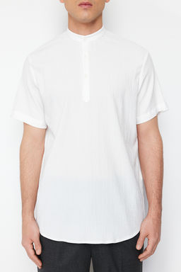 Ekru Regular Fit Yar?m Patl? Orme Rahat Gomlek TMNSS24GO00036