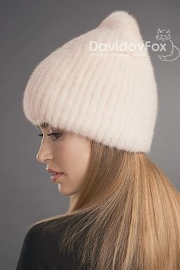 Шапка Бини норка крем