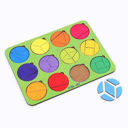 Головоломка геометрическая деревянная «Круги» дроби, 2 уровень, 12 шт.