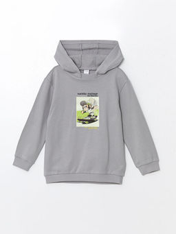Kap??onlu Uzun Kollu Bask?l? Erkek ?ocuk Sweatshirt