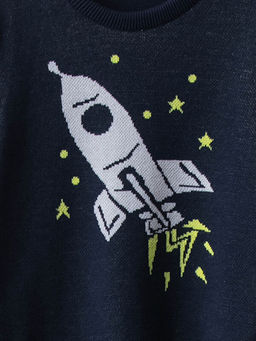 Bisiklet Yaka Desenli Uzun Kollu Erkek ?ocuk ?nce Triko Kazak - Waikiki фото 3