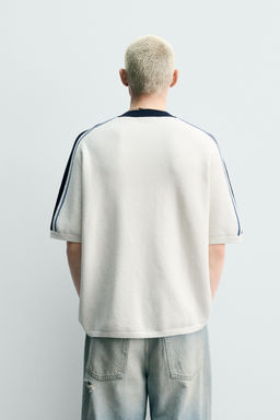 CAMISETA PUNTO RETRO BANDAS / Blanco roto