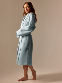 Халат вафельный женский SL HOME: Basic «Аззура», размер M, хлопок 100%, бирюзовый
