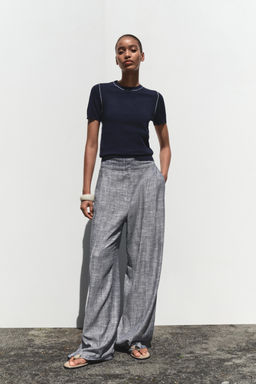 SHORT SLEEVE KNIT TOP WITH PIPING - Zara фото 39