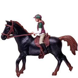 Лошадка с наездником, цвет черный - Junfa toys фото 2