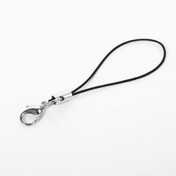 Цена за 100 шт. Основа для брелока на нитке, с карабином, 1.2×0.7 см, 6 см, цвет чёрный, серебряный