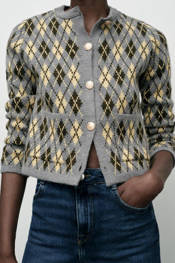 ARGYLE KNIT CARDIGAN - Zara фото 3