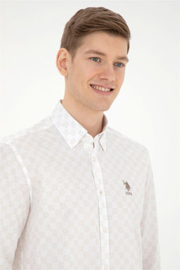 Мужская рубашка светло-хаки с длинным рукавом - U.s. polo assn фото 2